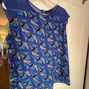Apt. 9 Blue and Black Patterned Blouse